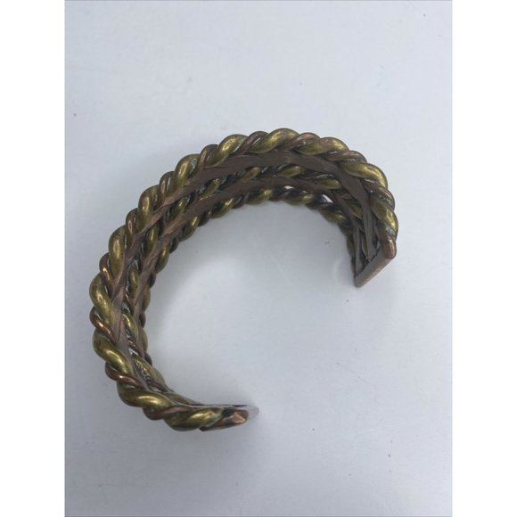 Copper & Metal Cuff Bracelet Twisted Braided 1" Wide - Picture 4 of 6
